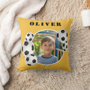 Soccer Ball Football Yellow Sports Photo Cushion