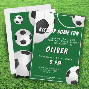 Soccer Ball Fun Sports Kids Birthday Invitation