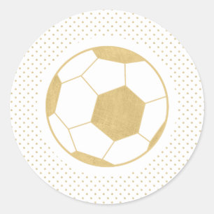 Soccer Ball Gold White  Classic Round Sticker