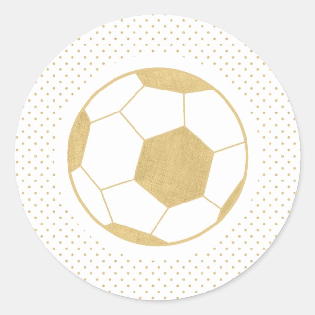 Soccer Ball Gold White  Classic Round Sticker (Front)