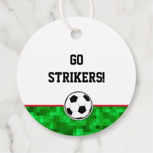 Soccer Ball Green Digital Grass GO TEAM NAME Fun Favour Tags