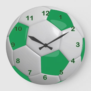 Soccer Ball Green Large Clock