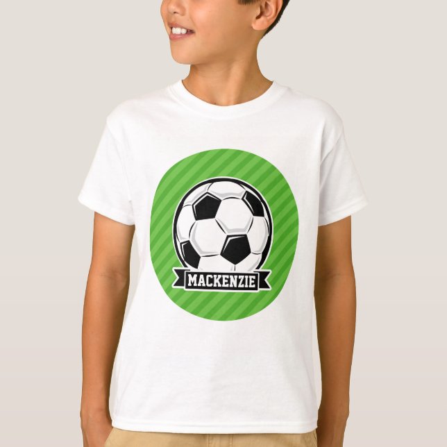 Soccer Ball; Green Stripes T-Shirt (Front)