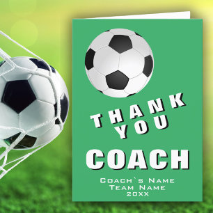 Soccer Ball Green Thank you Coach Card