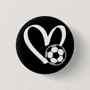 Soccer Ball Heart 3 Cm Round Badge
