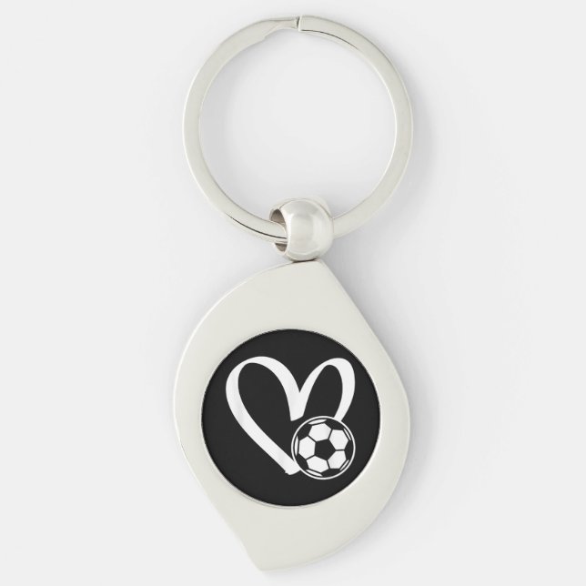 Soccer Ball Heart Key Ring (Front)