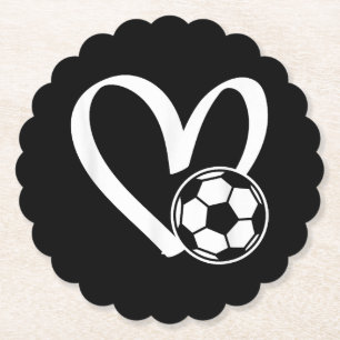 Soccer Ball Heart Paper Coaster