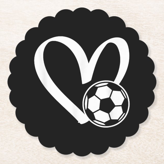 Soccer Ball Heart Paper Coaster (Front)