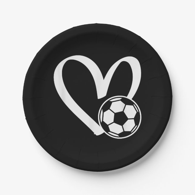 Soccer Ball Heart Paper Plate (Front)