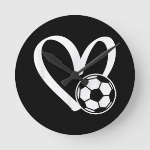 Soccer Ball Heart Round Clock