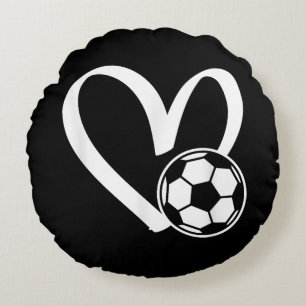 Soccer Ball Heart Round Cushion