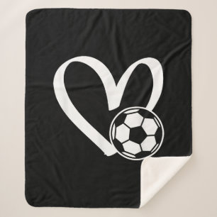 Soccer Ball Heart Sherpa Blanket