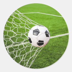 Soccer Ball Hitting Goal Net Classic Round Sticker