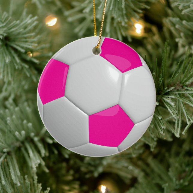 Soccer Ball | Hot Pink Ceramic Tree Decoration (Tree)