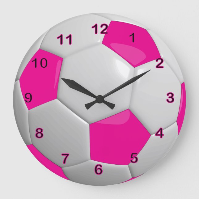 Soccer Ball | Hot Pink Large Clock (Front)