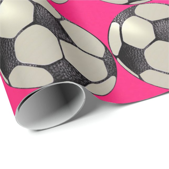 Soccer Ball / Hot Pink Wrapping Paper (Roll Corner)
