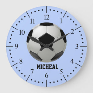 Soccer ball illustration personalised large clock