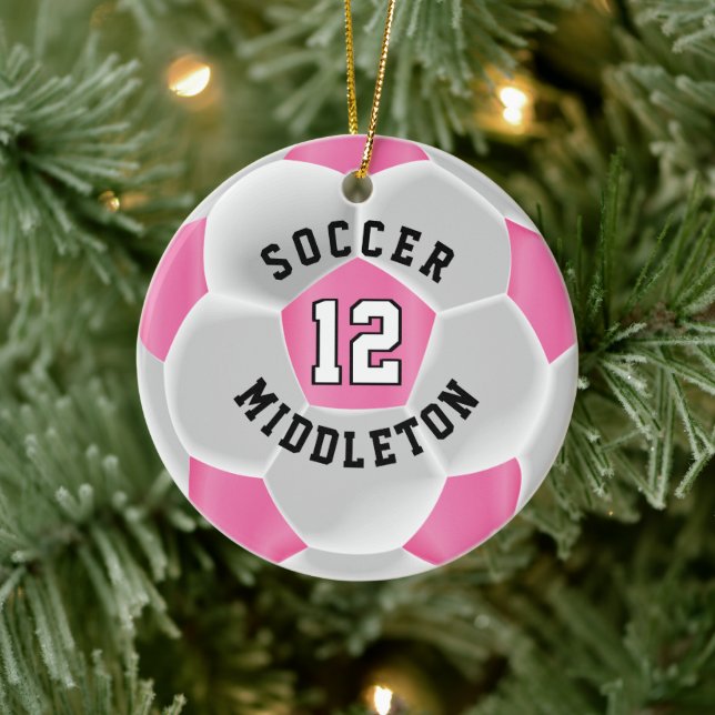 Soccer ⚽ Ball in a Pink and White Ceramic Tree Decoration (Tree)