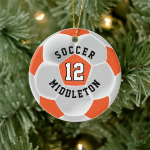 Soccer ⚽ Ball in an Orange and White Ceramic Tree Decoration