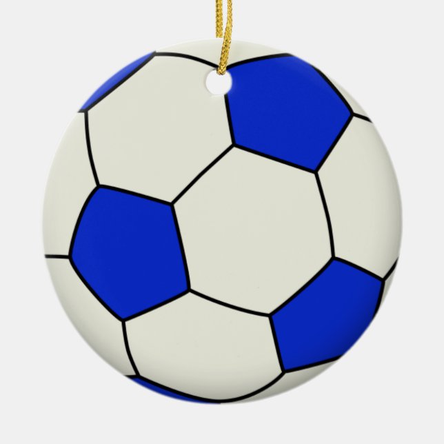 Soccer Ball in Blue Ceramic Tree Decoration (Front)