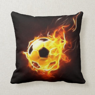 Soccer Ball In Flames Cushion