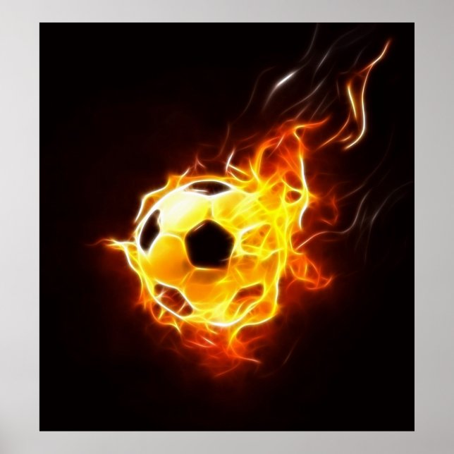 Soccer Ball in Flames Poster (Front)