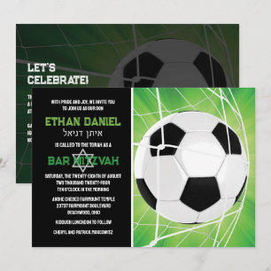 Soccer Ball in Net Bar Mitzvah Invitation