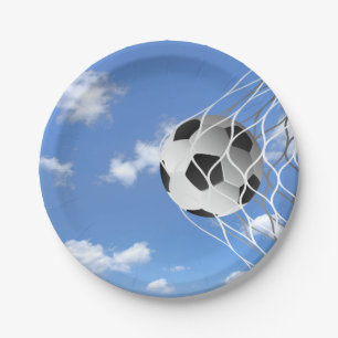 soccer ball in net paper plate