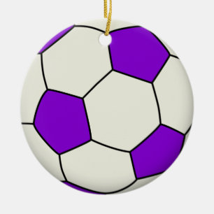 Soccer Ball in Purple Ceramic Tree Decoration