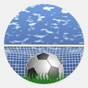 Soccer ball in the net, popular design classic round sticker