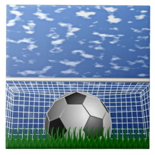 Soccer ball in the net  tile