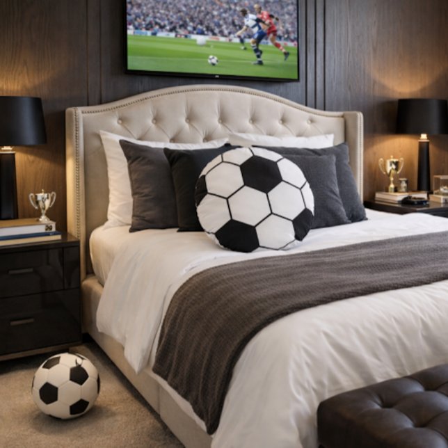 Soccer Ball Inspired Pattern Geometric Print  Round Cushion (Creator Uploaded)