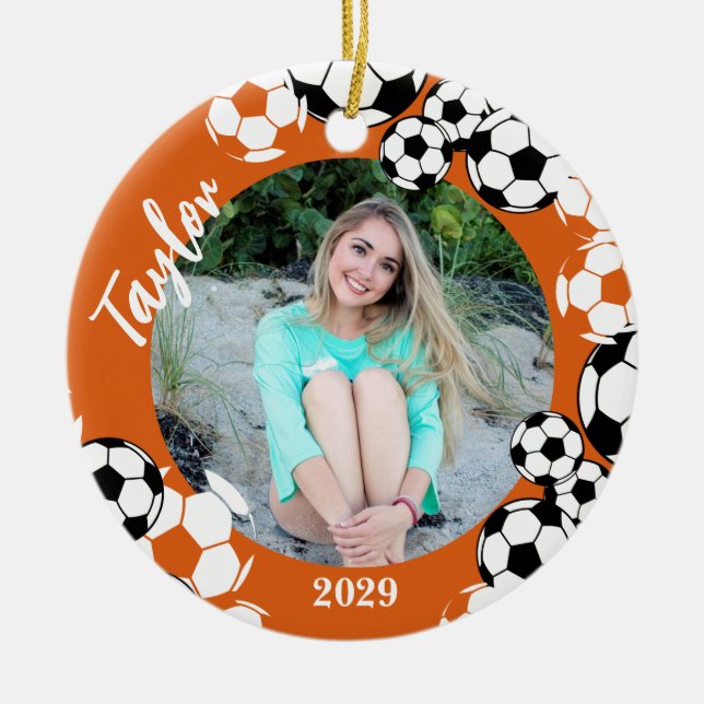 Soccer Ball Keepsake Ceramic Ornament (Front)