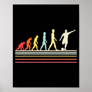 Soccer Ball Kick Human Evolution Retro Vintage Sty Poster