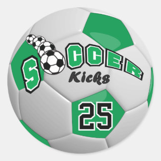 Soccer Ball Kicks |  Green Classic Round Sticker