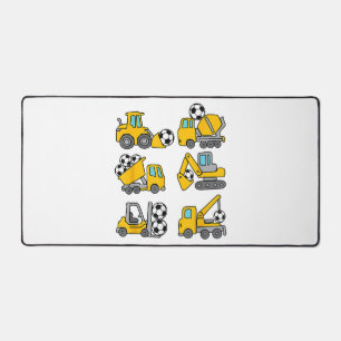 Soccer Ball Kids Football Construction Trucks Desk Mat