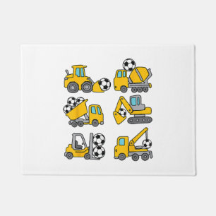 Soccer Ball Kids Football Construction Trucks Doormat