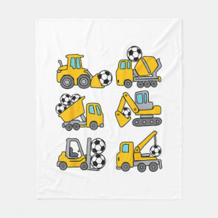 Soccer Ball Kids Football Construction Trucks Fleece Blanket