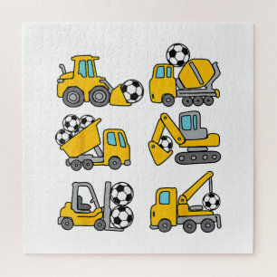 Soccer Ball Kids Football Construction Trucks Jigsaw Puzzle