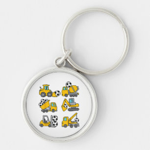 Soccer Ball Kids Football Construction Trucks Key Ring