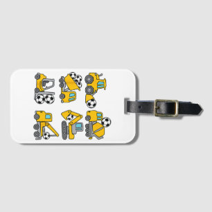 Soccer Ball Kids Football Construction Trucks Luggage Tag