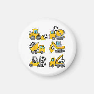 Soccer Ball Kids Football Construction Trucks Magnet