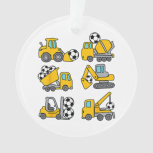 Soccer Ball Kids Football Construction Trucks Ornament