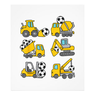 Soccer Ball Kids Football Construction Trucks Photo Print