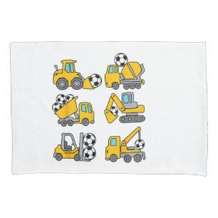 Soccer Ball Kids Football Construction Trucks Pillowcase