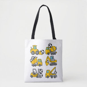 Soccer Ball Kids Football Construction Trucks Tote Bag
