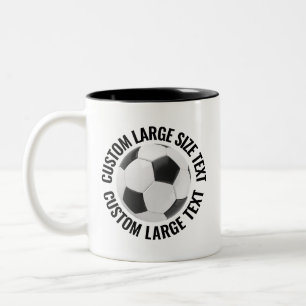 Soccer Ball & Large Text BLACK 11oz Custom Two-Tone Coffee Mug