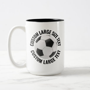 Soccer Ball & Large Text BLACK 15oz Custom Two-Tone Coffee Mug