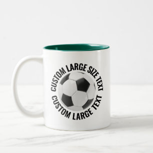 Soccer Ball & Large Text HUNTER GREEN 11oz Custom Two-Tone Coffee Mug