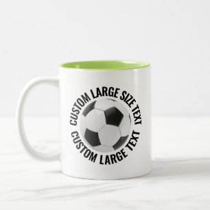 Soccer Ball & Large Text LIME GREEN 11oz Custom Two-Tone Coffee Mug
